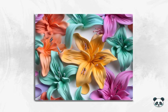 3D Lily Flower Seamless Pattern 7 for Tumbler Design