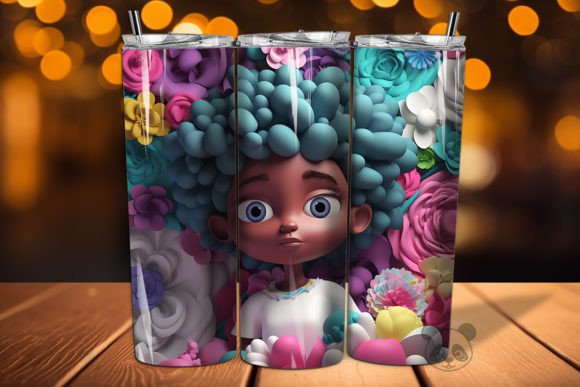 Afro Little Girl 3D Tumbler Wrap PNG 19 Design