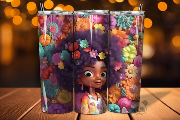 Afro Little Girl 3D Tumbler Wrap PNG 3 Guide