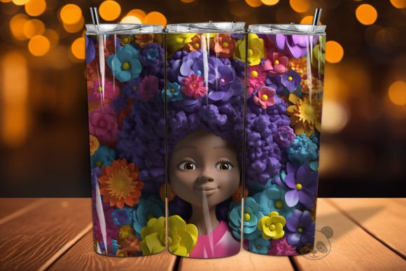 Afro Little Girl 3D Tumbler Wrap PNG 7 Guide