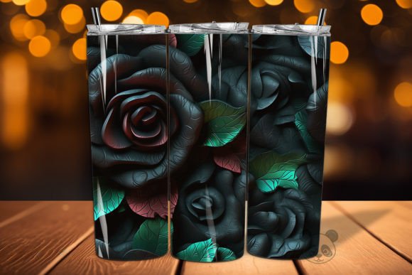 Elevating Sublimation Projects with Black Rose 3D Seamless Pattern 2