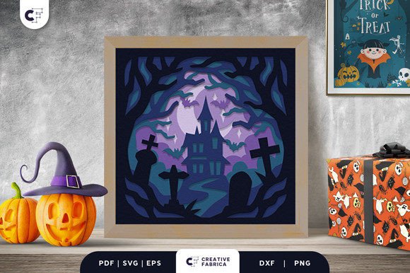 Haunted Castle in the Forest Shadow Box: A Refined Approach to Spooky Decor