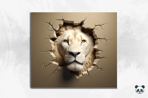 Lion 3D Cracked Hole Tumbler Wrap Design