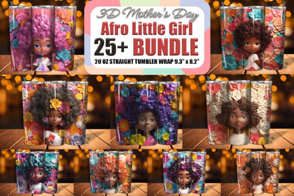 Strategic Branding with the Afro Little Girl 3D Tumbler Wrap Bundle