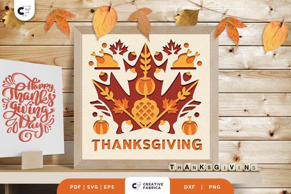 Thanksgiving in Maple Leaves Shadow Box